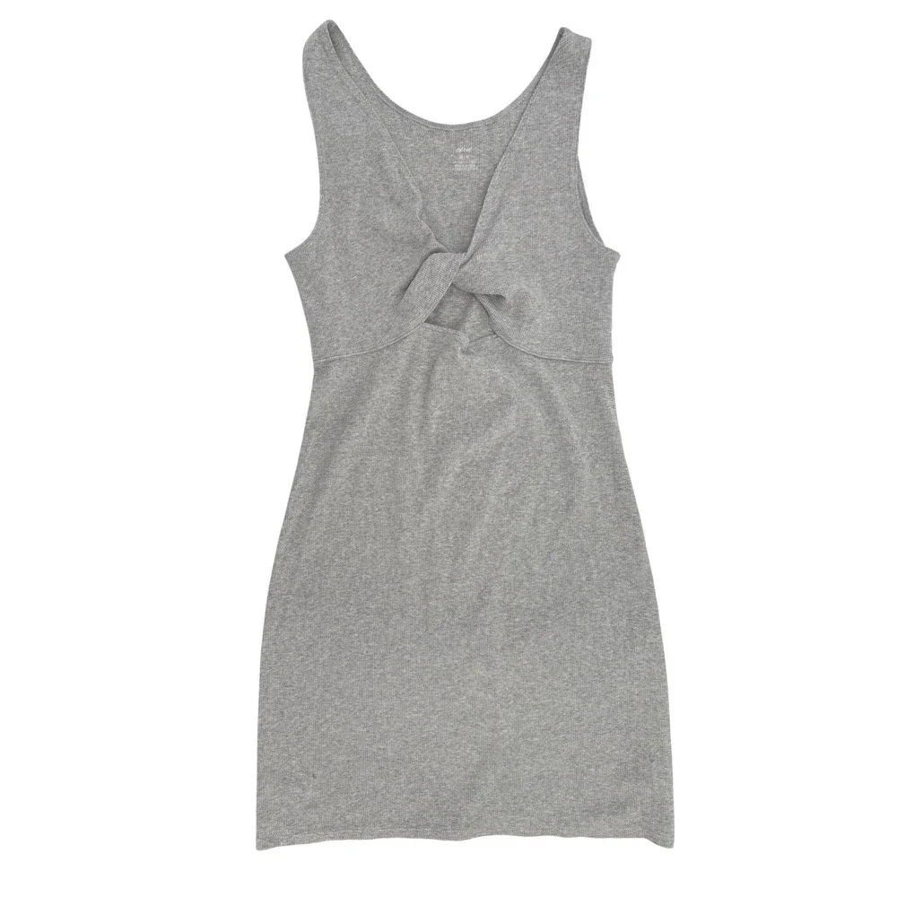 Aerie Ribbed Twist Front Tank Dress Women M Grey Bodycon Casual Summer‎